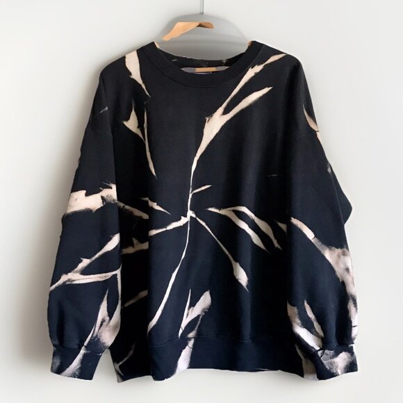 Vintage Hanes Bleach Tie Dye Swirl Crewneck Sweatshirt Custom Upcycle Size 2XL - Picture 1 of 7